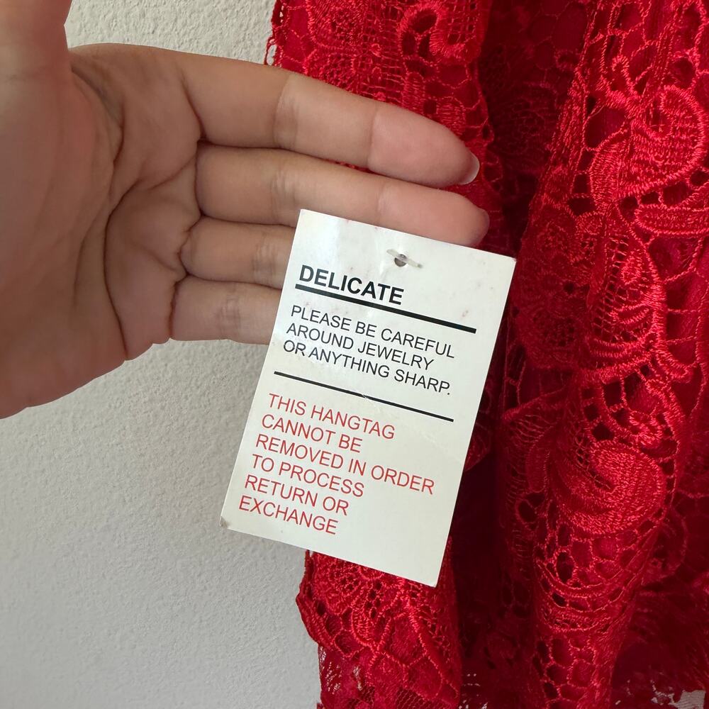 Venus Red Lace Mesh Cut Out Mini Dress NEW NWT Size S - Picture 5 of 5